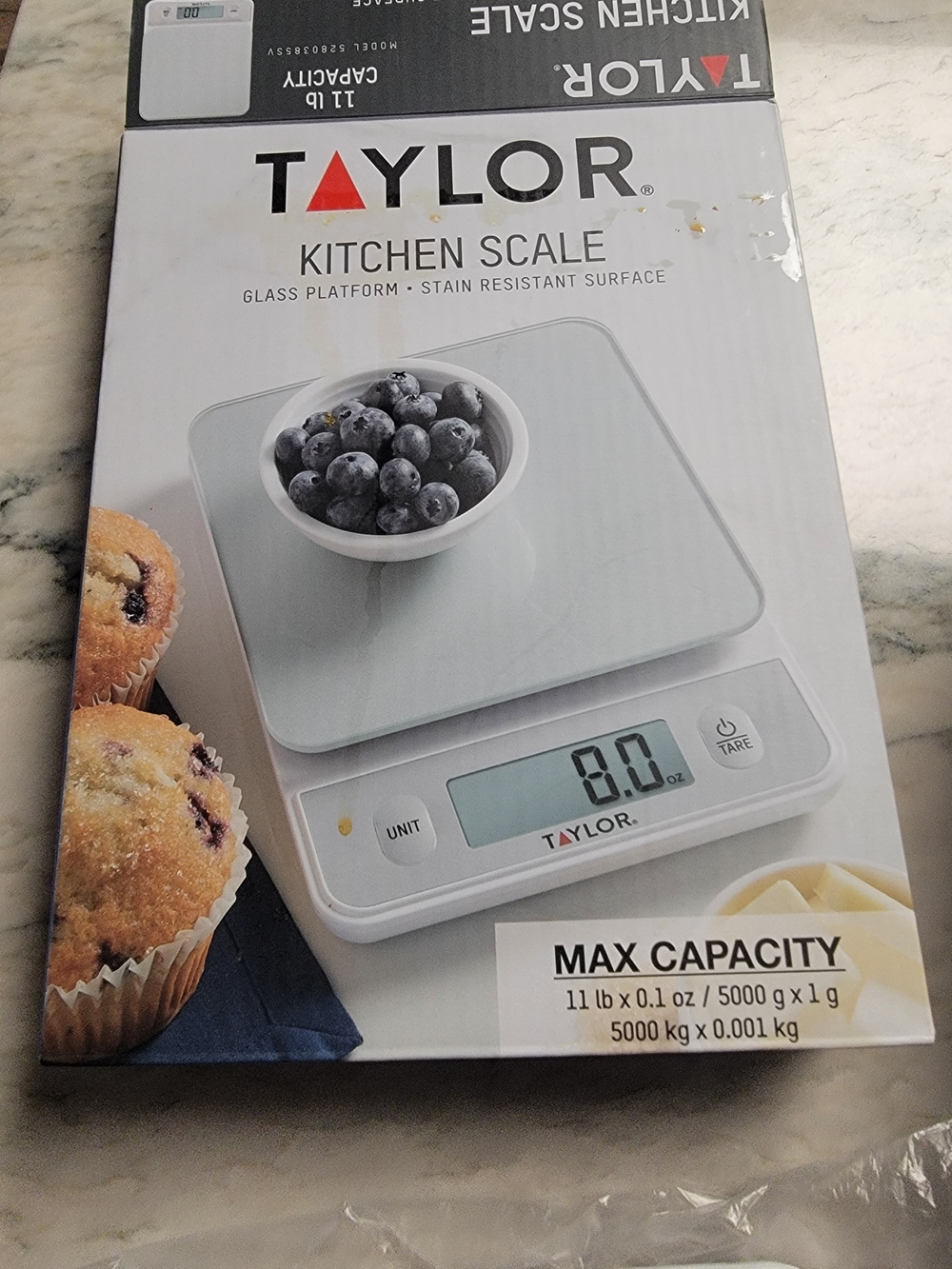 TAYLOR Glass Platform Kitchen Scale in White